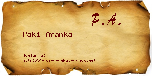 Paki Aranka névjegykártya